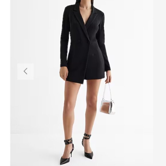 NWT XL (16) Black Express Tuxedo Double Breasted Blazer Romper - Picture 16 of 16